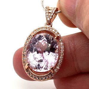 Pink Kunzite 11.55ct Rose Gold Silver Pendant